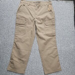 Duluth Trading Co Flex Fire Hose Cargo Pants Men 40x32 Relaxed Fit Khaki Tan NWT
